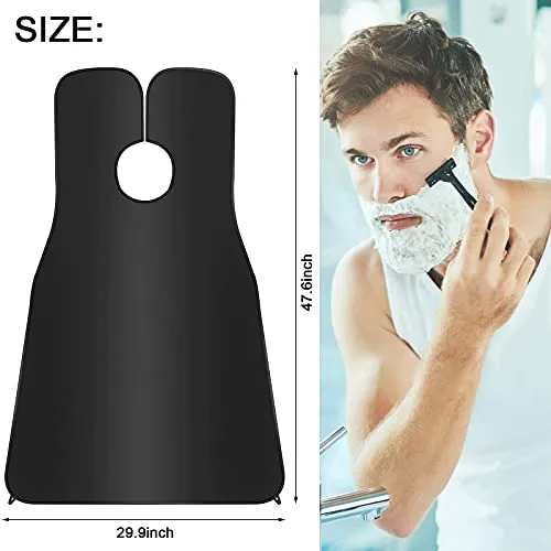 2 Pcs Beard Bib, Bead Bib for Shaving, Beard Apron, Waterproof Shaving Cloth Kit Non-Stick Beard Cape, Beard Trimming Bib with Strong Suction Cup, A Gift for All Men?Black White?