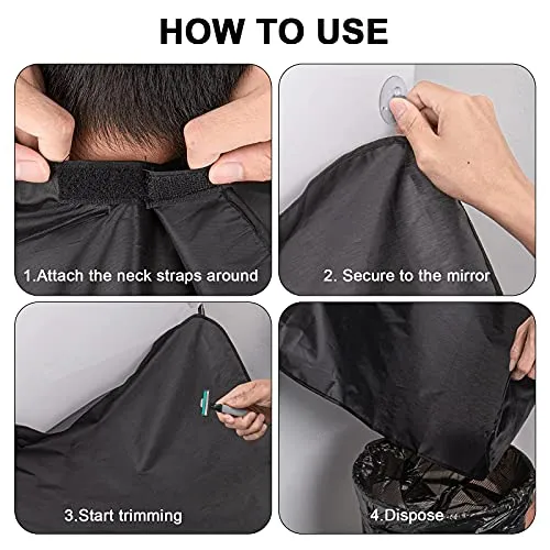 2 Pcs Beard Bib, Bead Bib for Shaving, Beard Apron, Waterproof Shaving Cloth Kit Non-Stick Beard Cape, Beard Trimming Bib with Strong Suction Cup, A Gift for All Men?Black White?