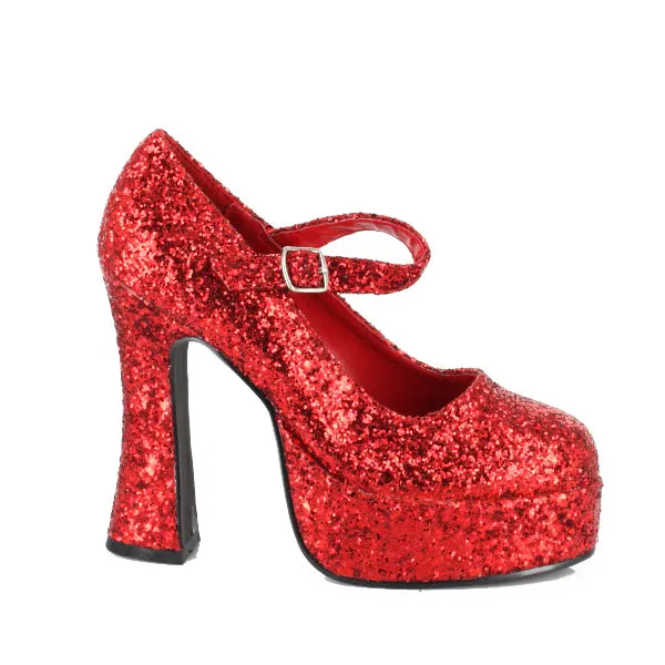 557-EDEN-G 5" Chunky Heel Glitter Mary Jane.