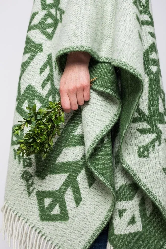 Alrún wool cape - Green Love