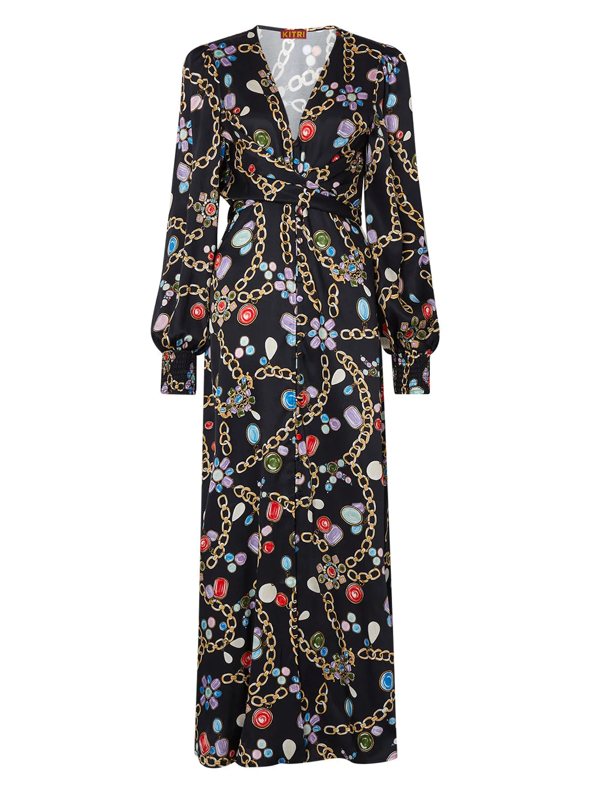 Aurora Black Chain Print Maxi Dress