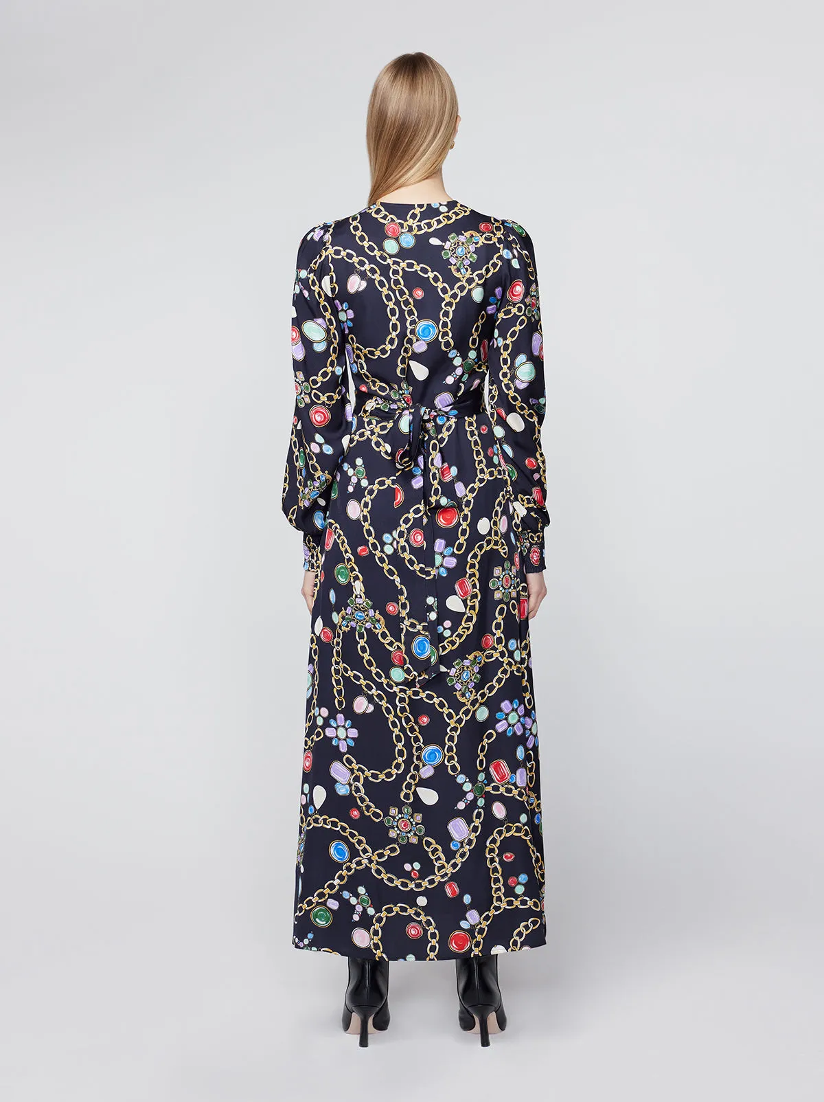 Aurora Black Chain Print Maxi Dress