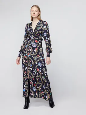 Aurora Black Chain Print Maxi Dress