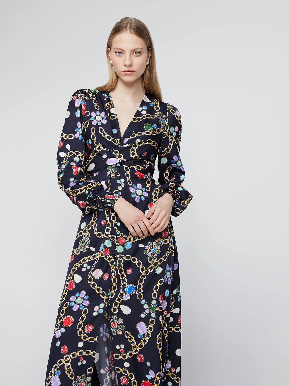 Aurora Black Chain Print Maxi Dress