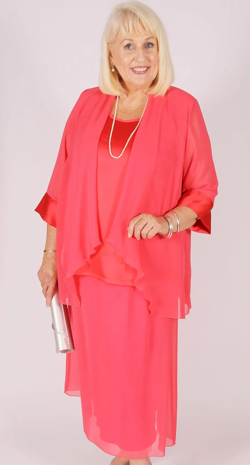 Ava A-line Chiffon Skirt Coral