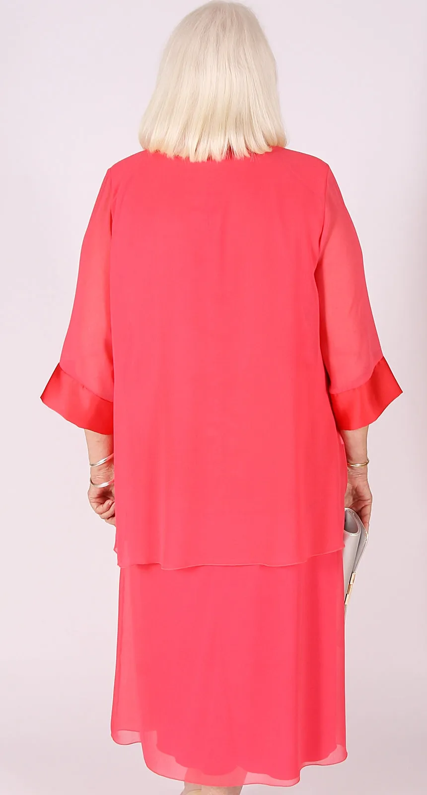 Ava A-line Chiffon Skirt Coral