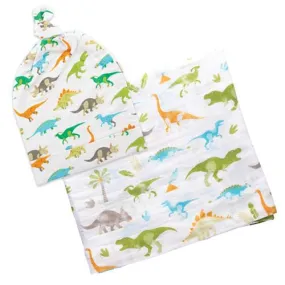 Bamboo Blanket & Beanie Set • Dino