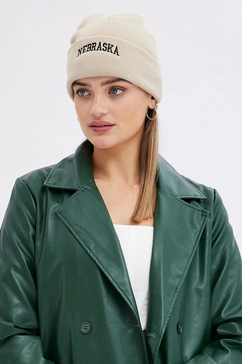 Beige Nebraska Beanie
