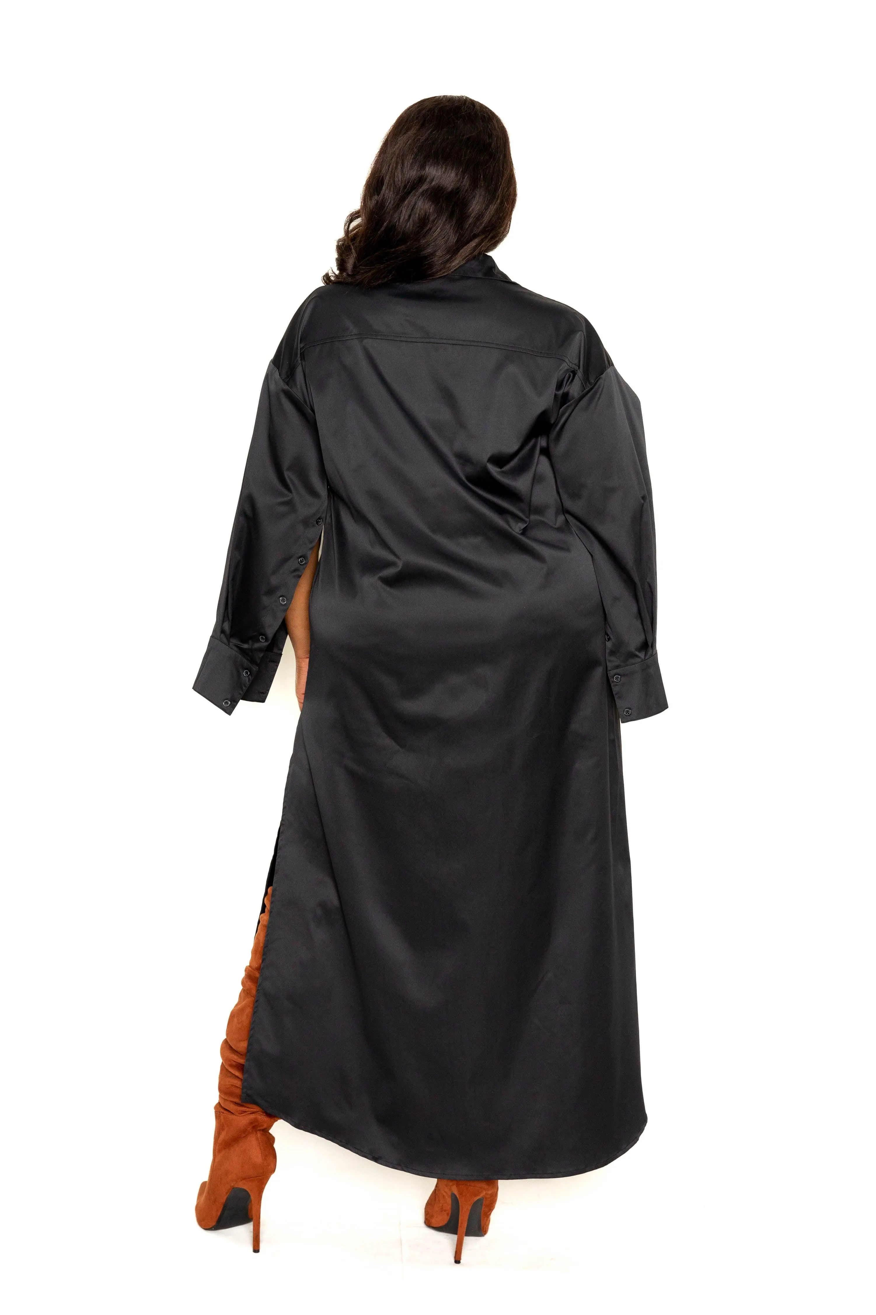 Black Cape Sleeve Shirt Dress
