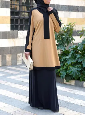 Black Contrast Jersey Tunic