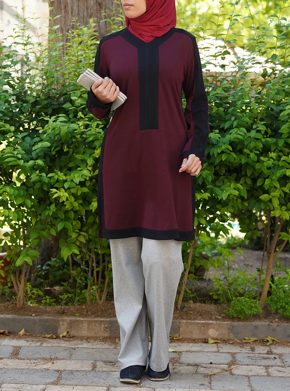 Black Contrast Jersey Tunic