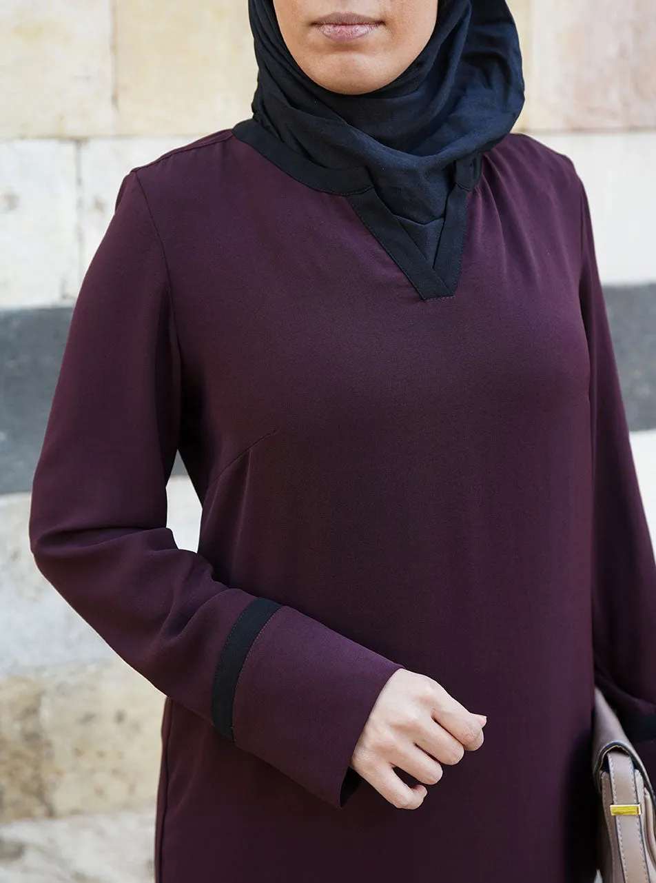 Black Contrast Trim Tunic