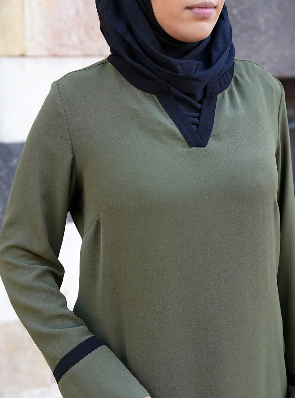 Black Contrast Trim Tunic