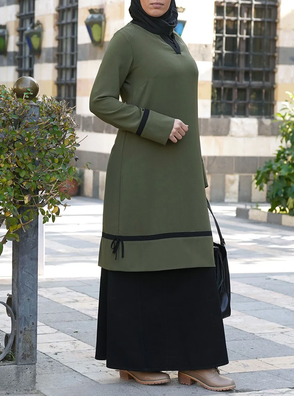 Black Contrast Trim Tunic