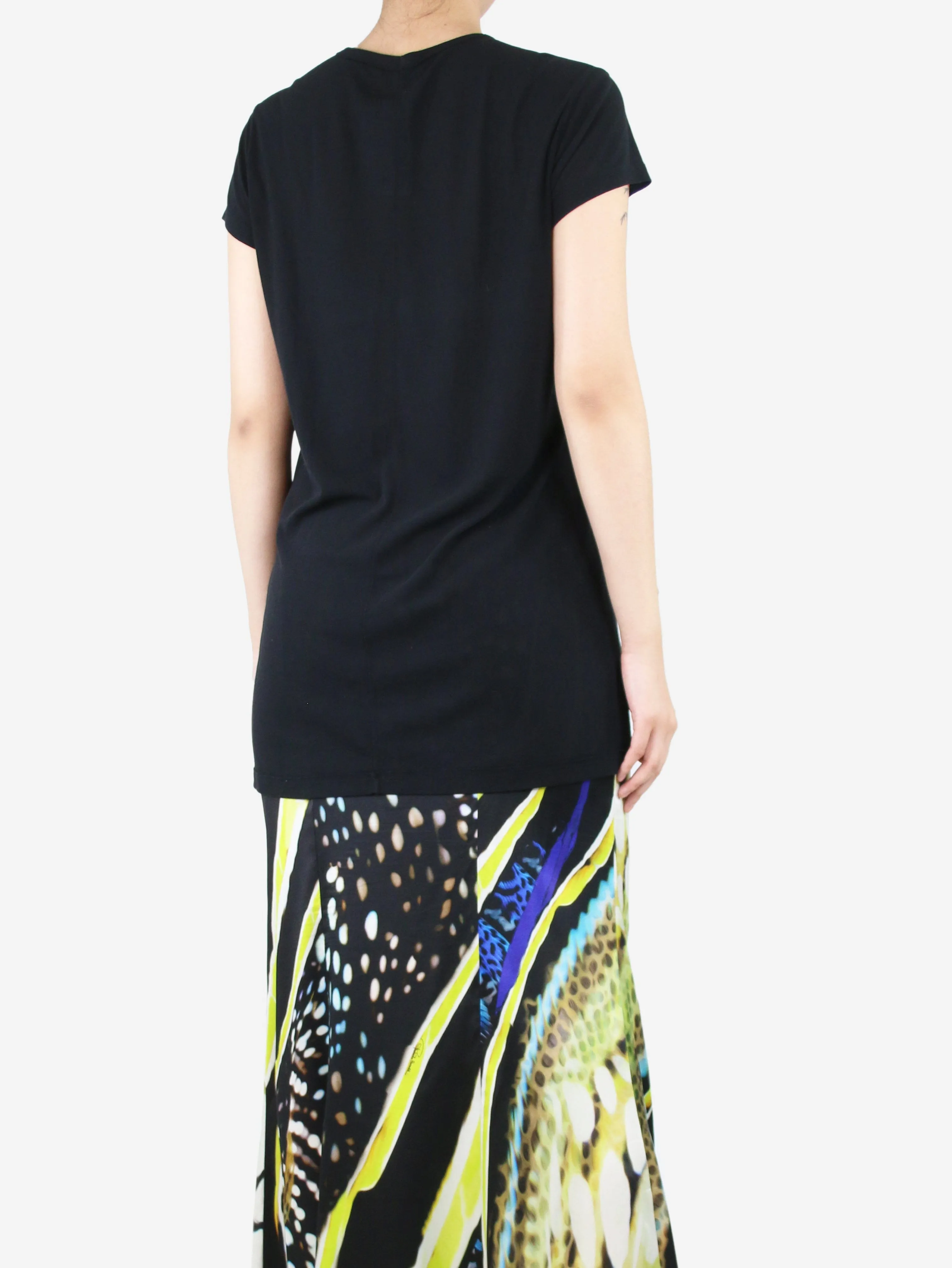 Black short-sleeved tunic t-shirt - size UK 10