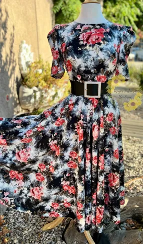 Black Tie Dye Maxi Floral Dress