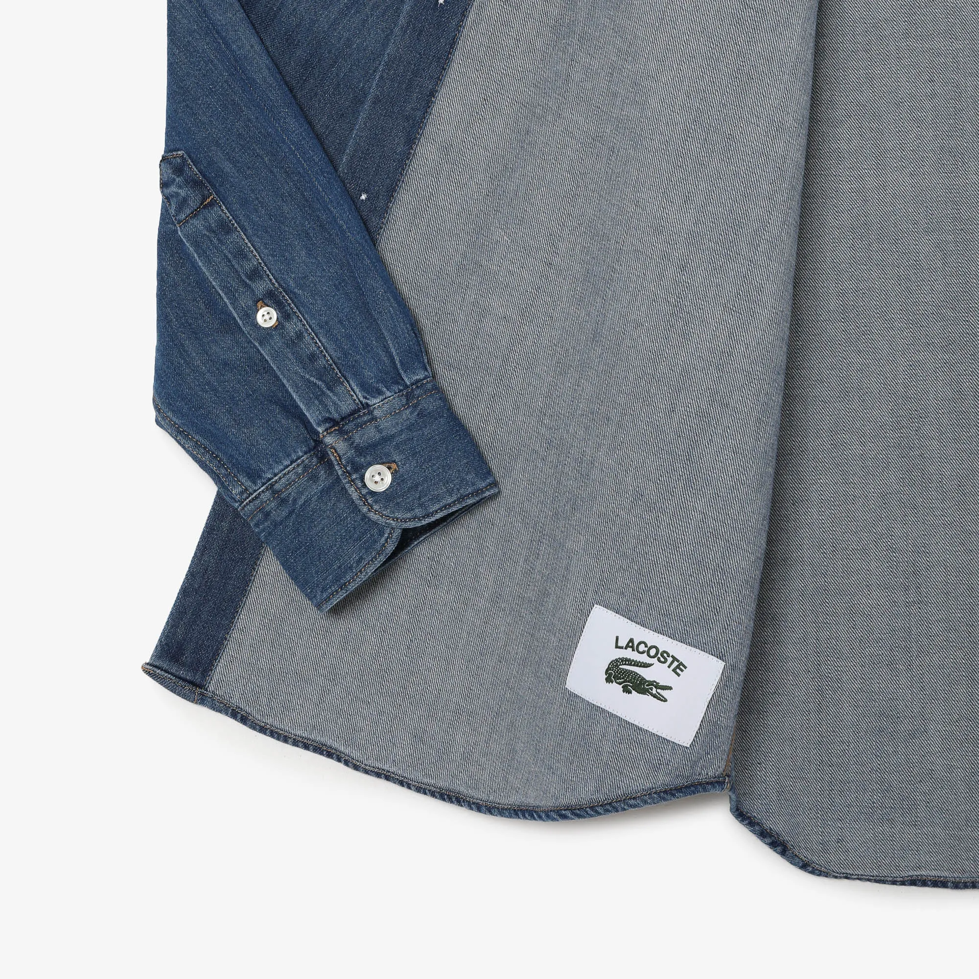 Camisa Lacoste En Denim Mangas Largas Regular Fit