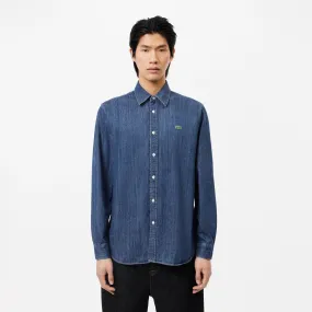 Camisa Lacoste En Denim Mangas Largas Regular Fit