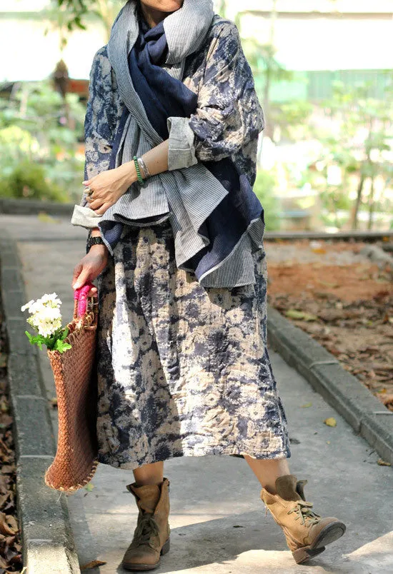 Causal Loose Fitting Maxi Dress/Long Sleeve V Neck Long Gown/Long Loose Tunic-Blue/Red Caftan-Plus Size Clothing,Bust>130cm