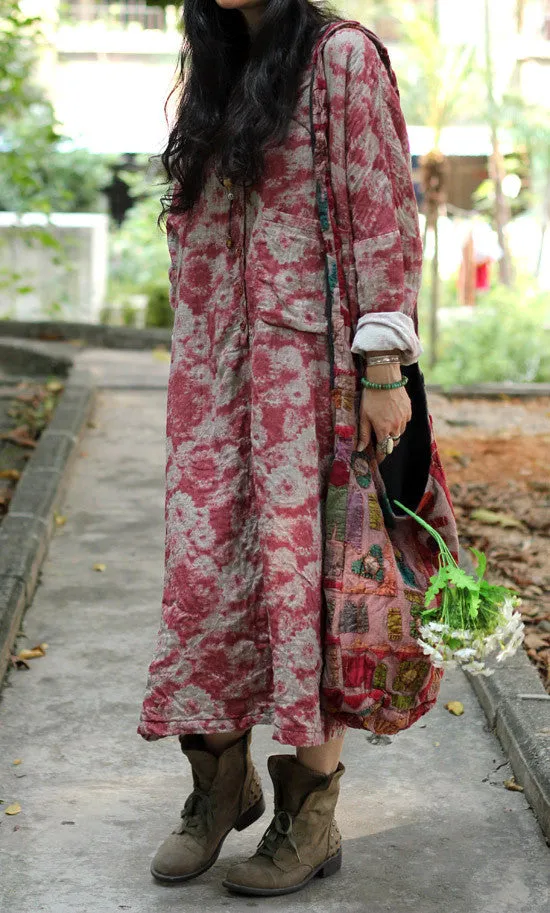 Causal Loose Fitting Maxi Dress/Long Sleeve V Neck Long Gown/Long Loose Tunic-Blue/Red Caftan-Plus Size Clothing,Bust>130cm