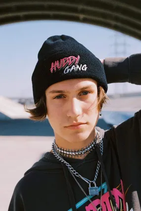 Chase Hudson 'HUDDYGANG' Embroidered Black Beanie