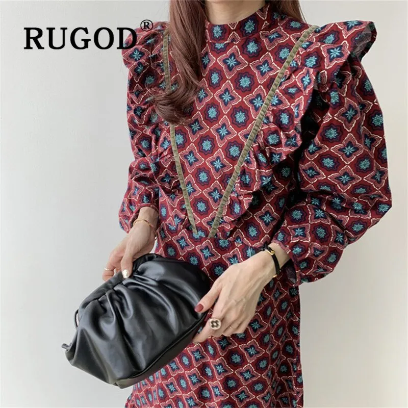 Christmas Gift Deanwangkt Spring Retro Korean Maxi Dress Solid Full Sleeves Top For Women Elegant Casual Loose Ladies Dresses Woman Party Night