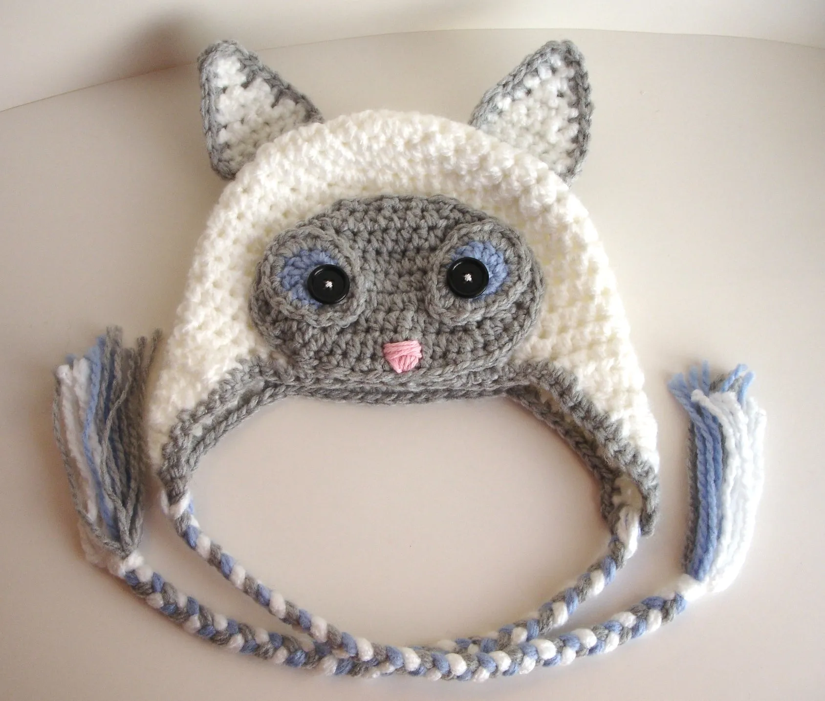Crochet Pattern for Siamese Cat Hat | Crochet Hat Pattern | Hat Crocheting Pattern | DIY Written Crochet Instructions