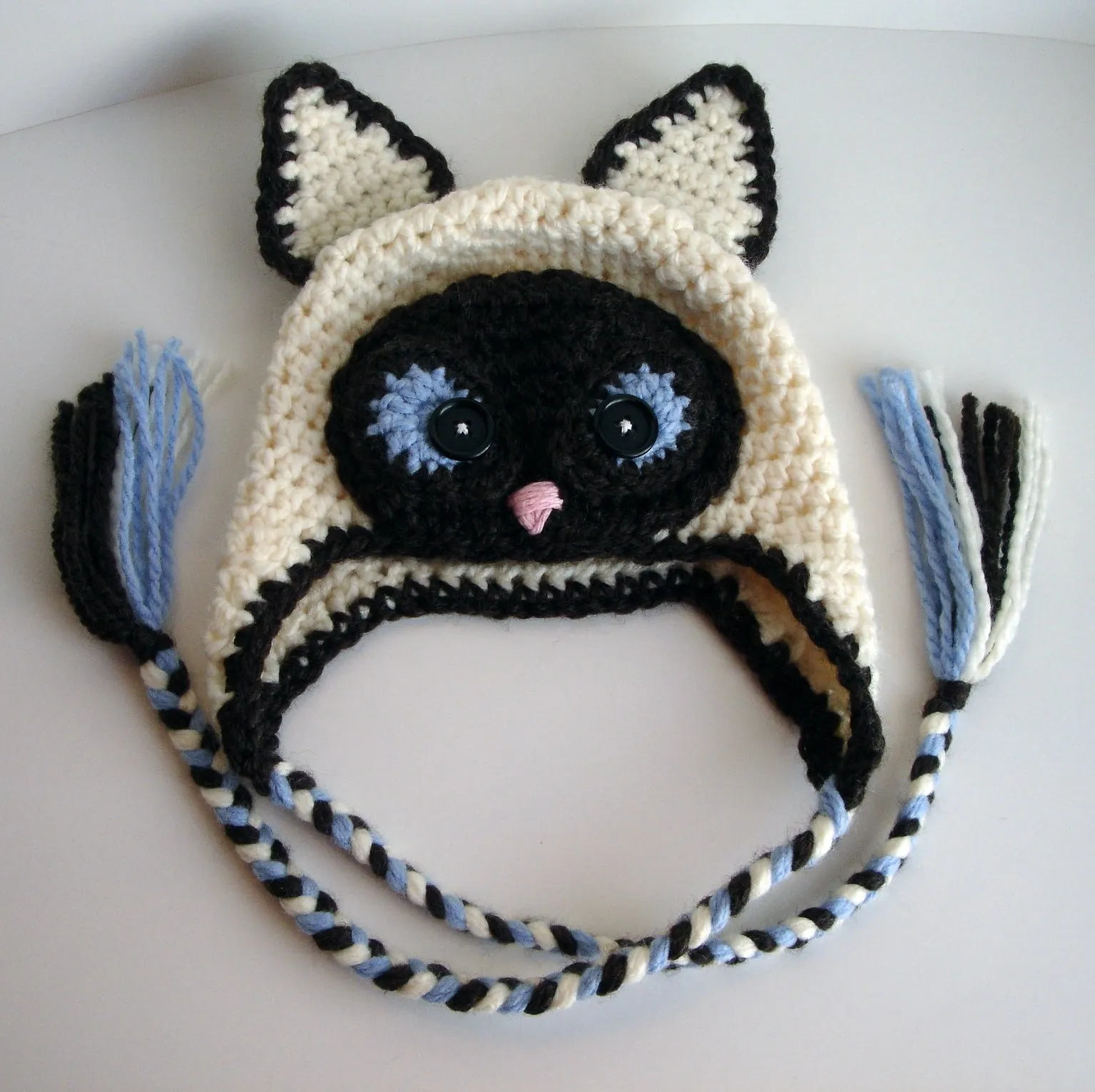 Crochet Pattern for Siamese Cat Hat | Crochet Hat Pattern | Hat Crocheting Pattern | DIY Written Crochet Instructions