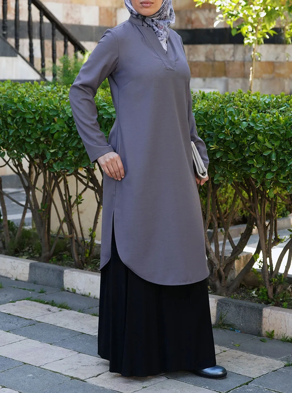 Curved Hem and Side Slits Tunic