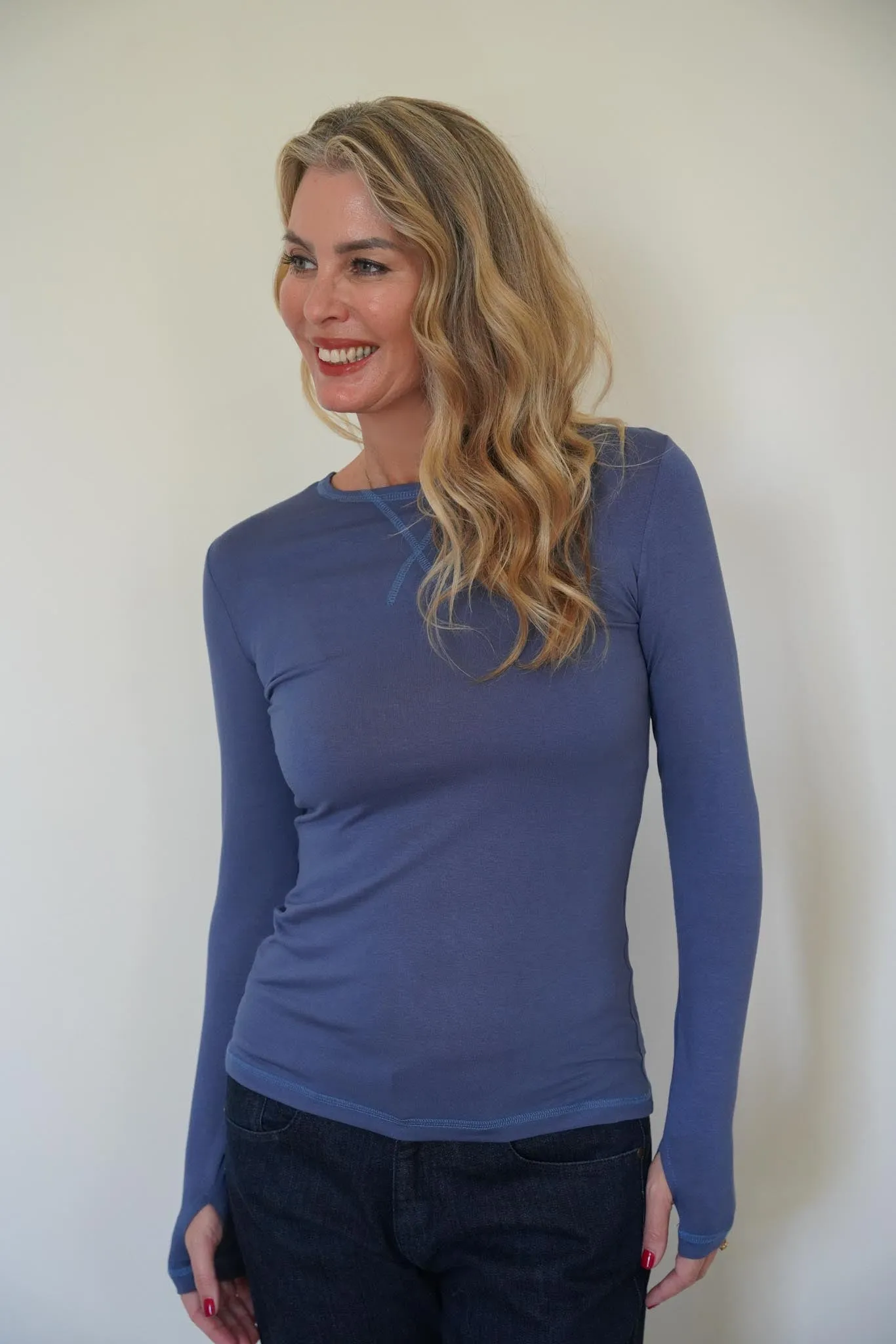 Denim Blue Long Sleeve Tee