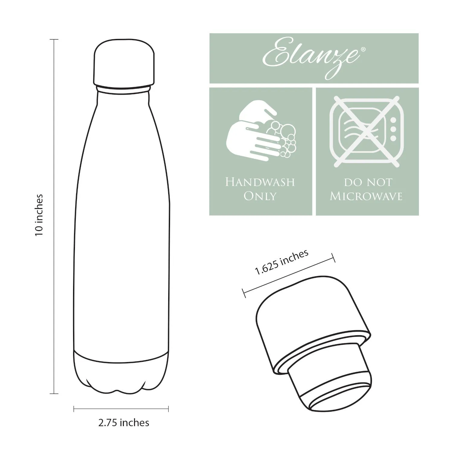Elanze Designs Bro You're Awesome Black 17 ounce Stainless Steel Sports Water Bottle