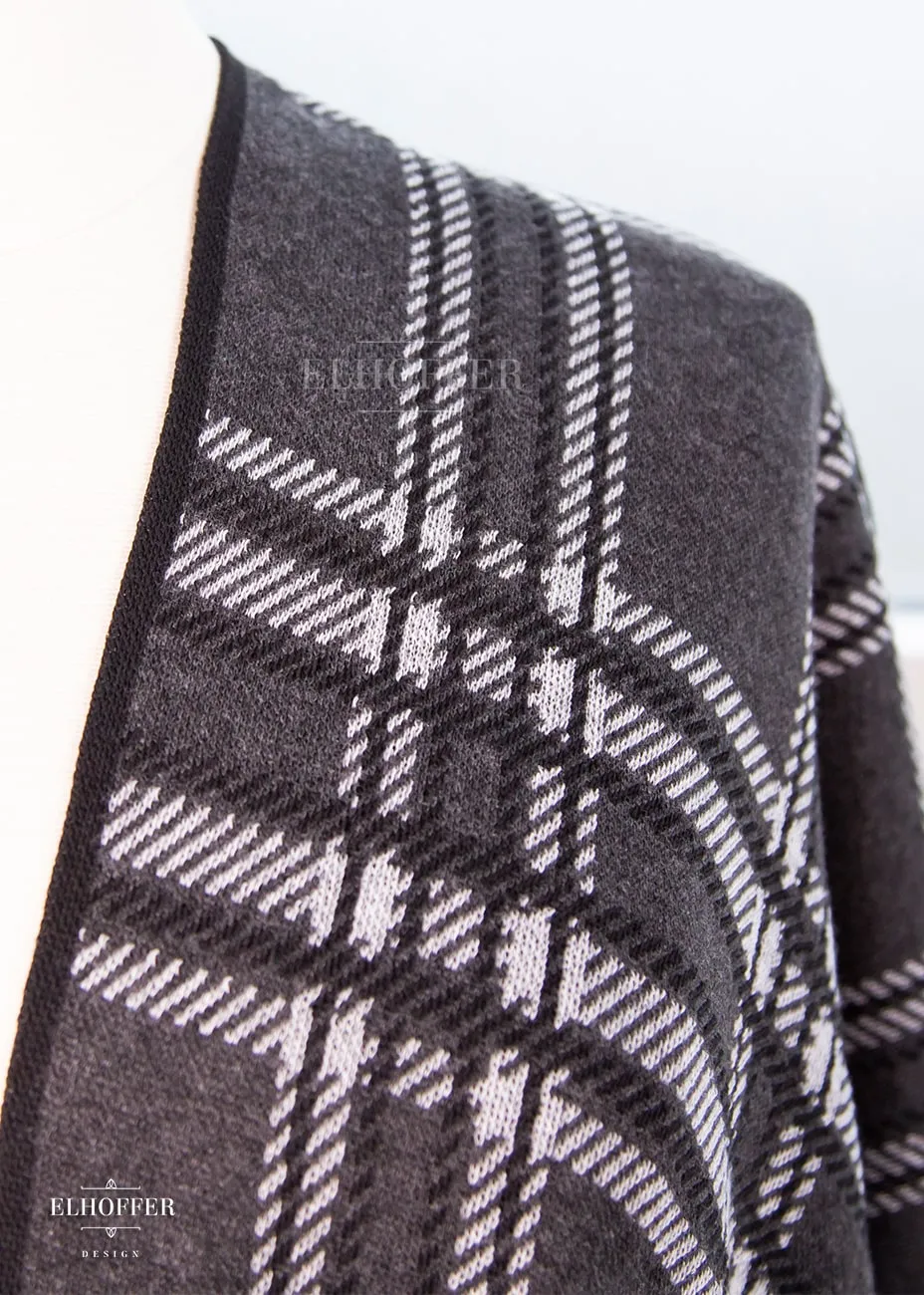 Essential Tartan Poncho - Charcoal