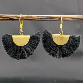 Fan Tassel Earrings - Black