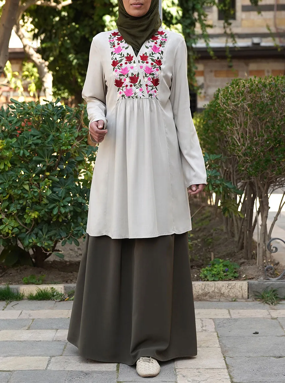Flower Bouqet Embroidery Tunic