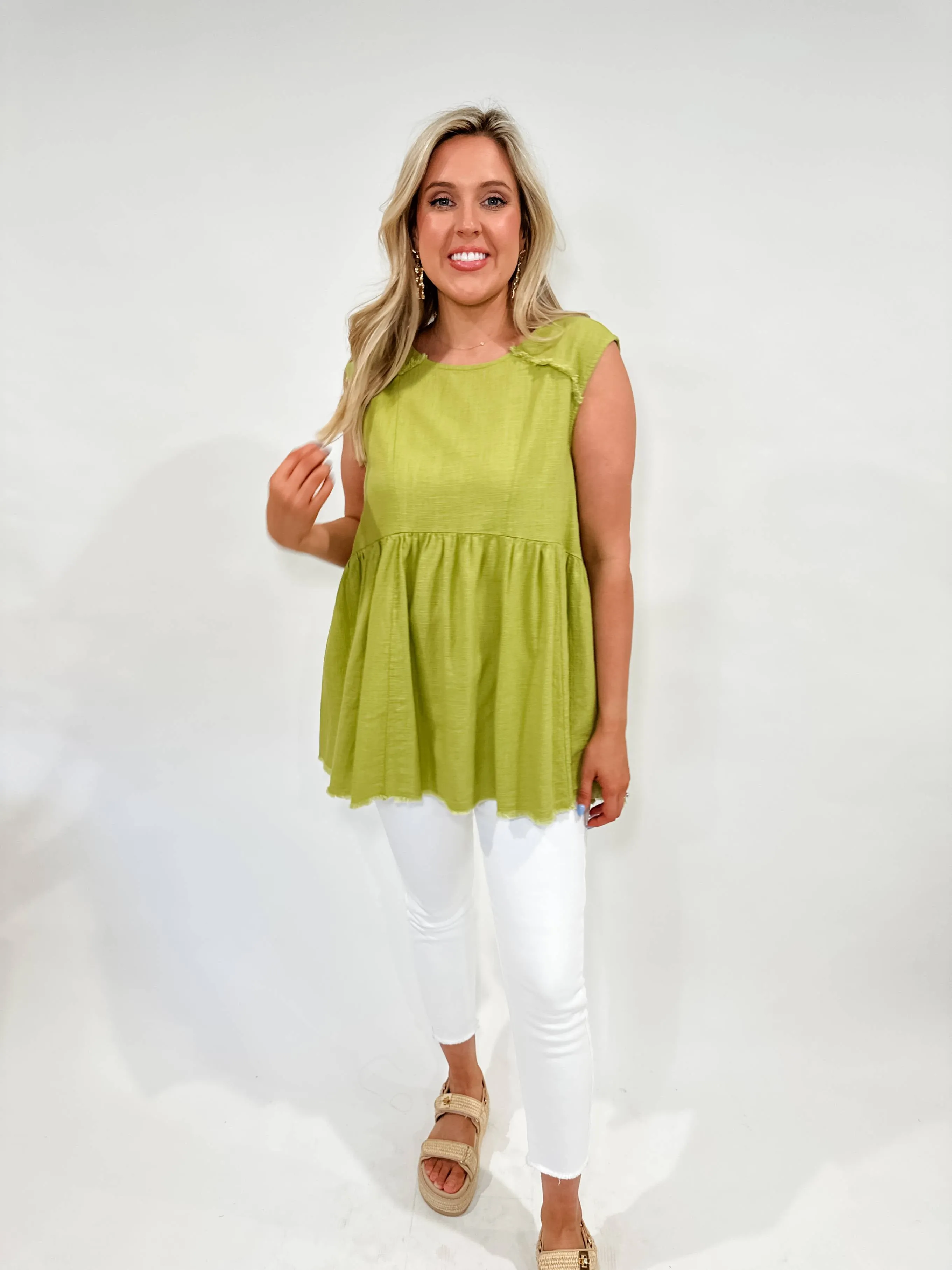 Frayed Linen Tunic Top