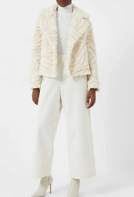 FRENCH CONNECTION Bobby Borg Animal Stripe Sherpa Jacket