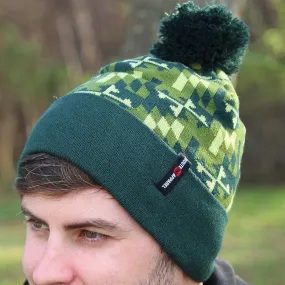 Green Camo Maryland Flag / Knit Beanie Cap w/ Pom-Pom