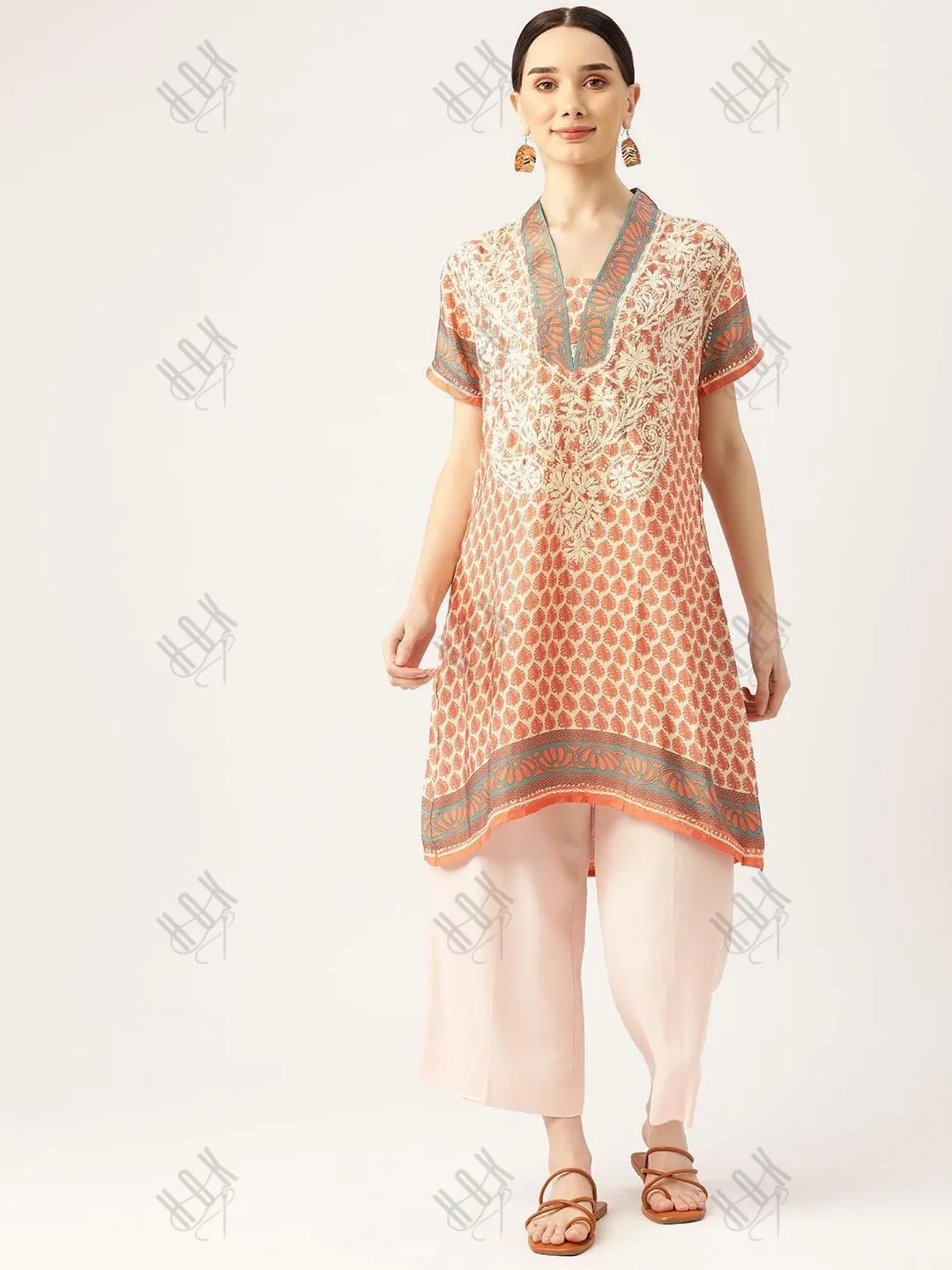 Hand embroidery Chikankari Tunic