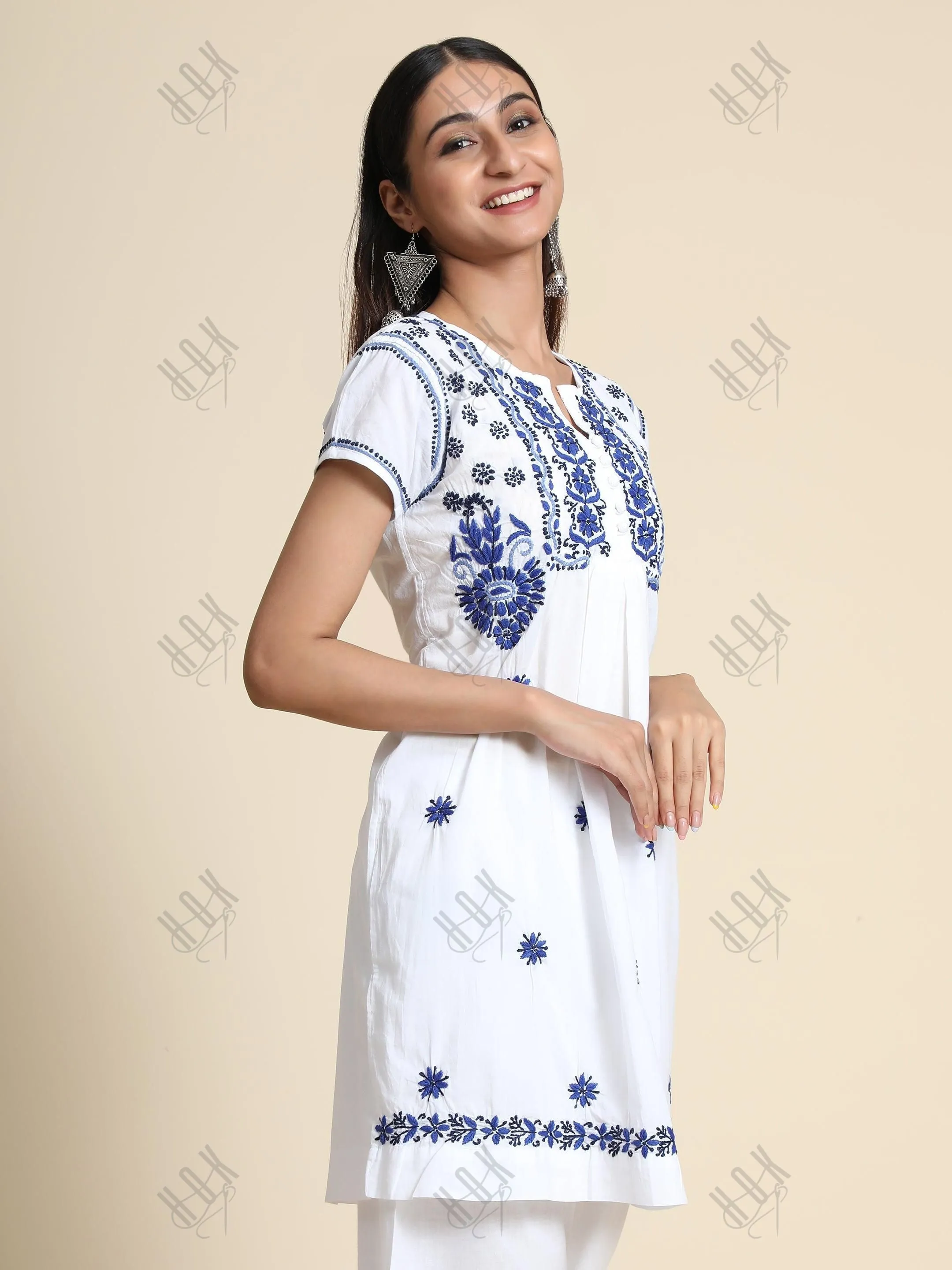 HOK Chikankari Tunic for Women White
