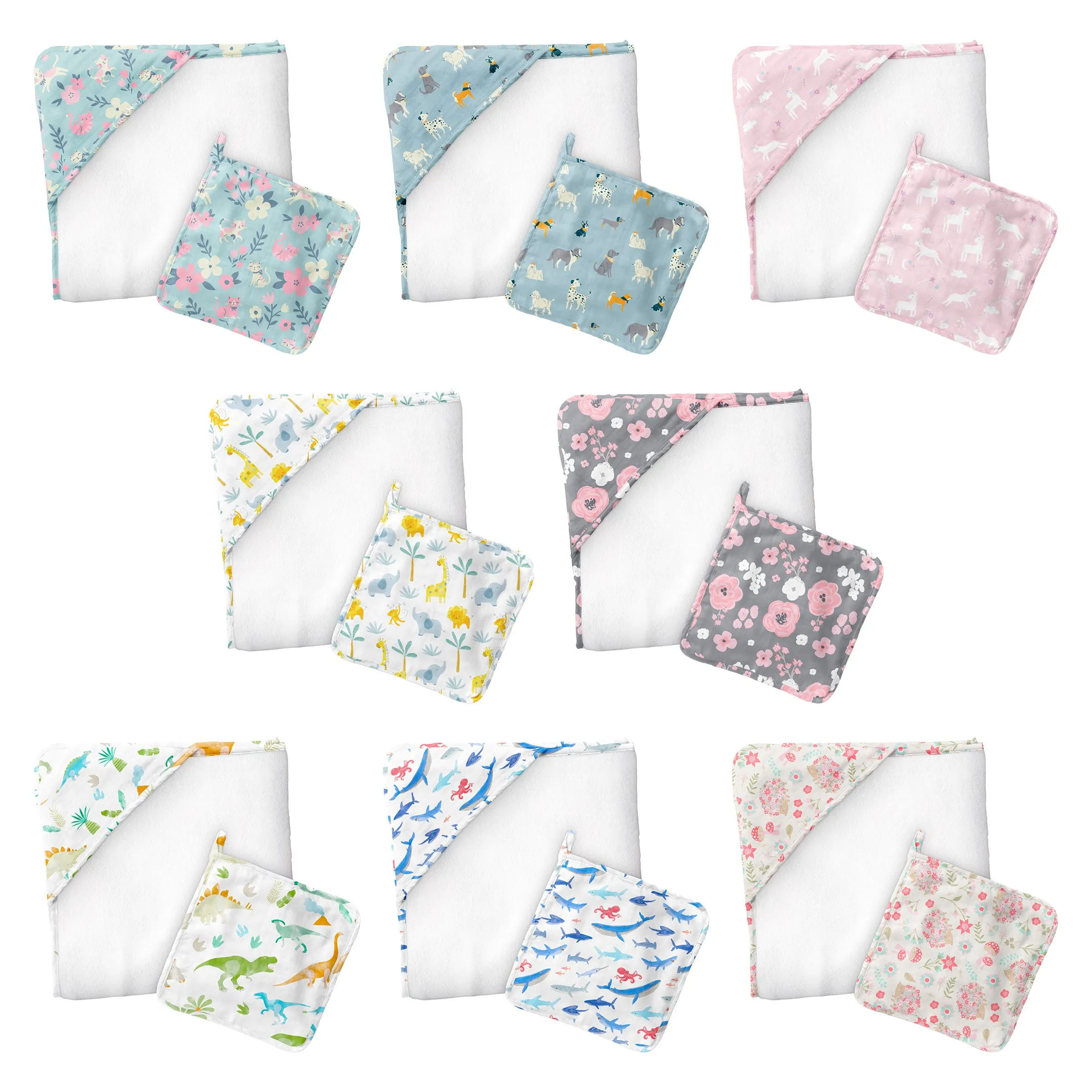 Hooded Towel with Washcloth Assortment