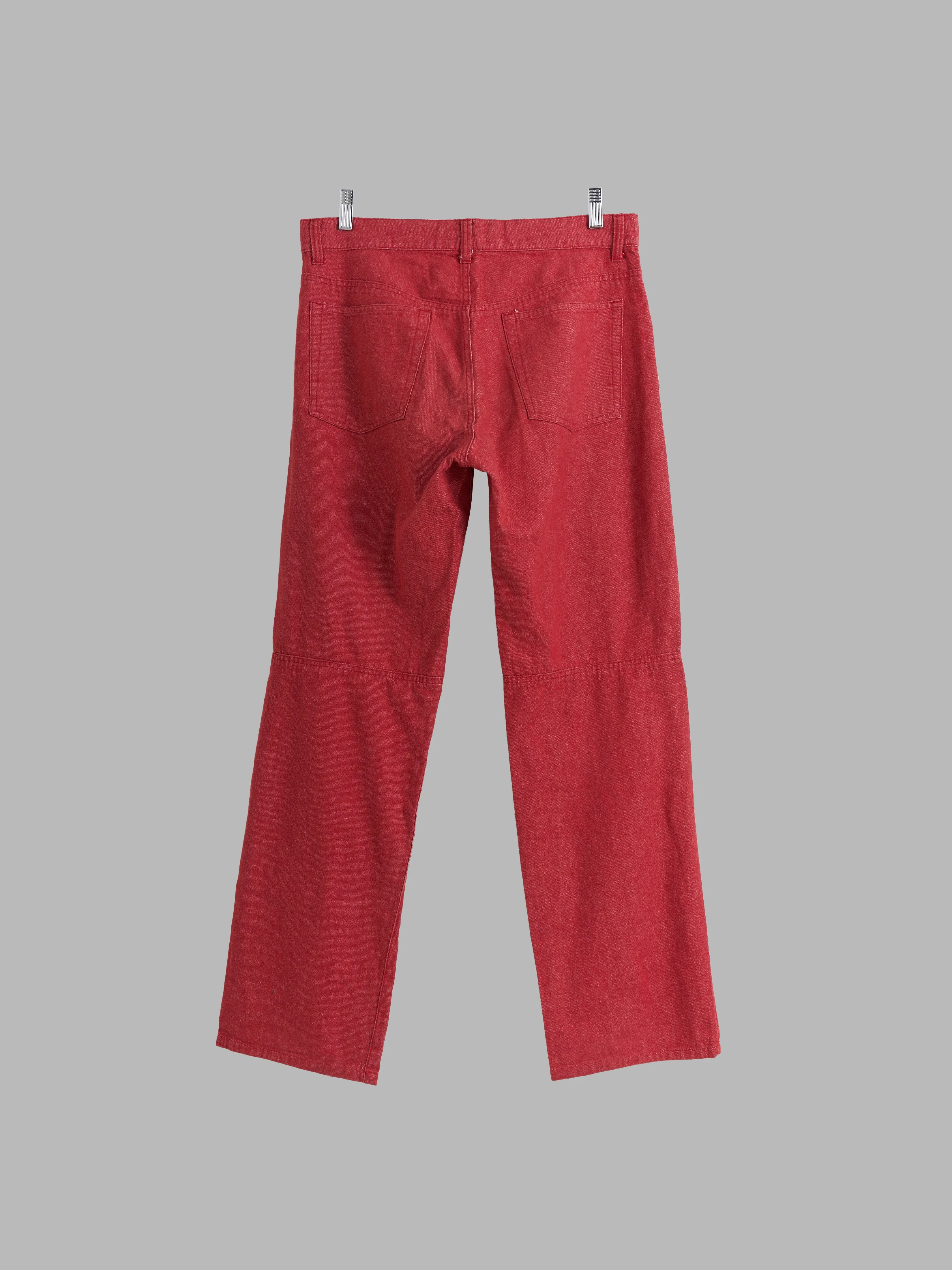 Keita Maruyama Homme red cotton denim knee tuck jeans - size M