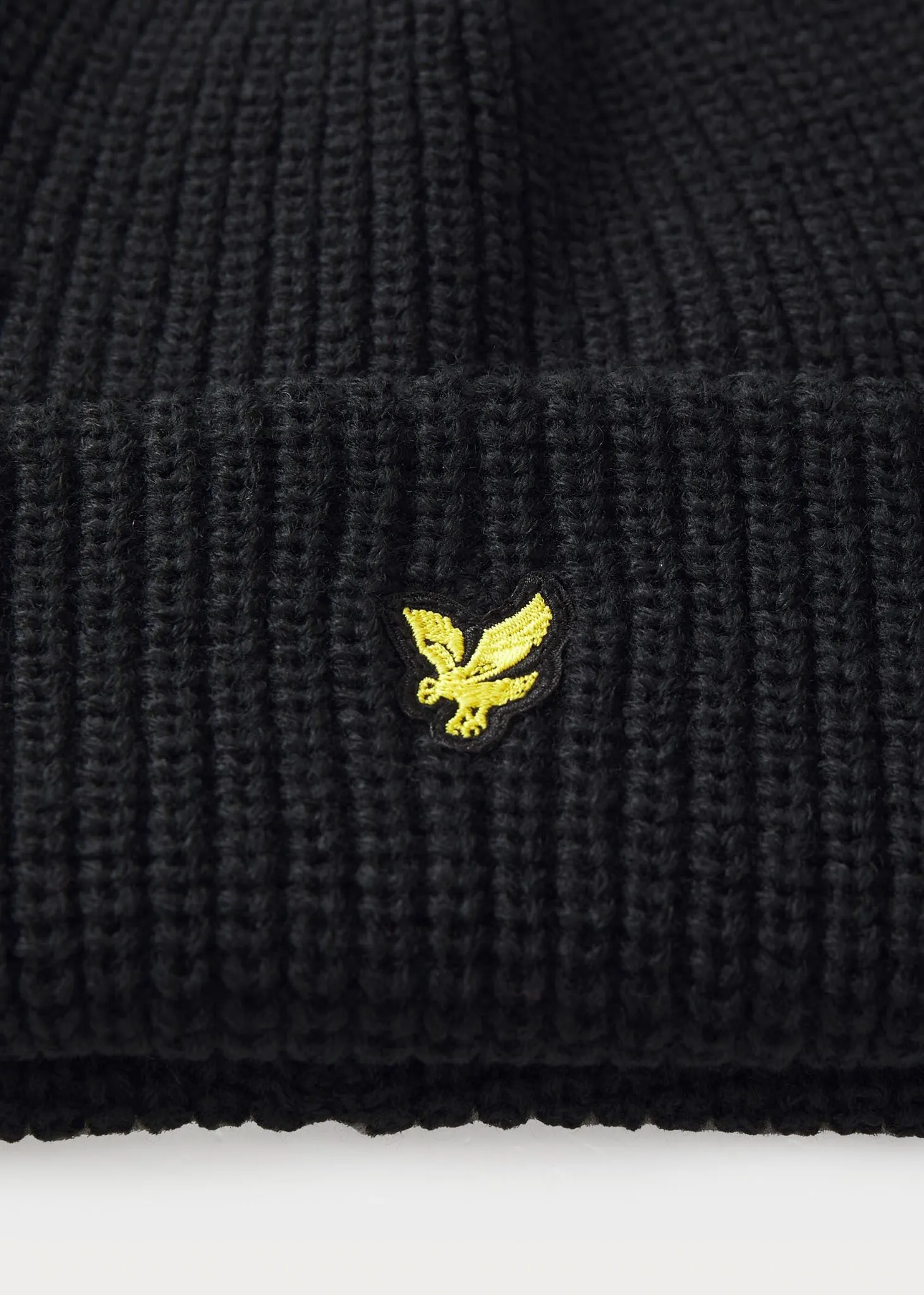 Lambswool ribbed beanie scarf set - jet black