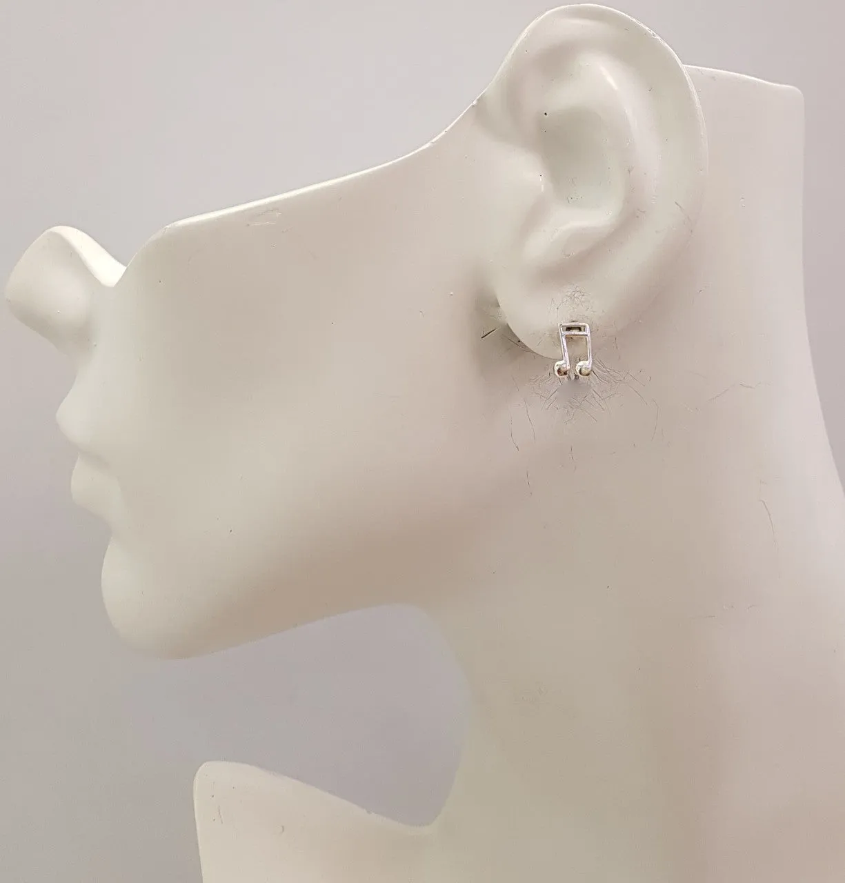 Musical Note Silver Stud Earrings