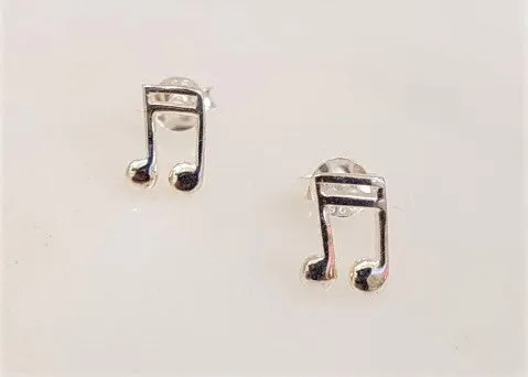 Musical Note Silver Stud Earrings