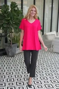 Orange by Fashion Village (Bamboo), V-656 V-Neck Swing Style Top