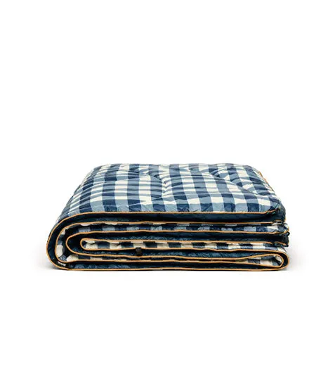 Original Puffy Blanket, Navy Gingham