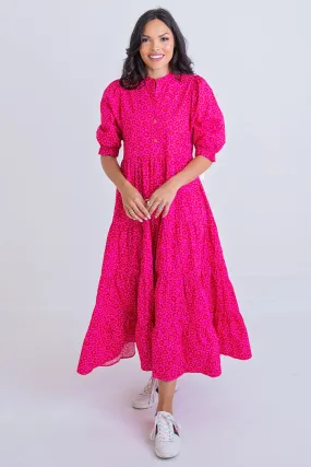 Retro Floral Puff Sleeve Maxi