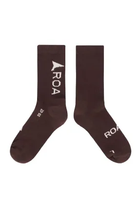 ROA - LOGO SOCKS DARK BROWN