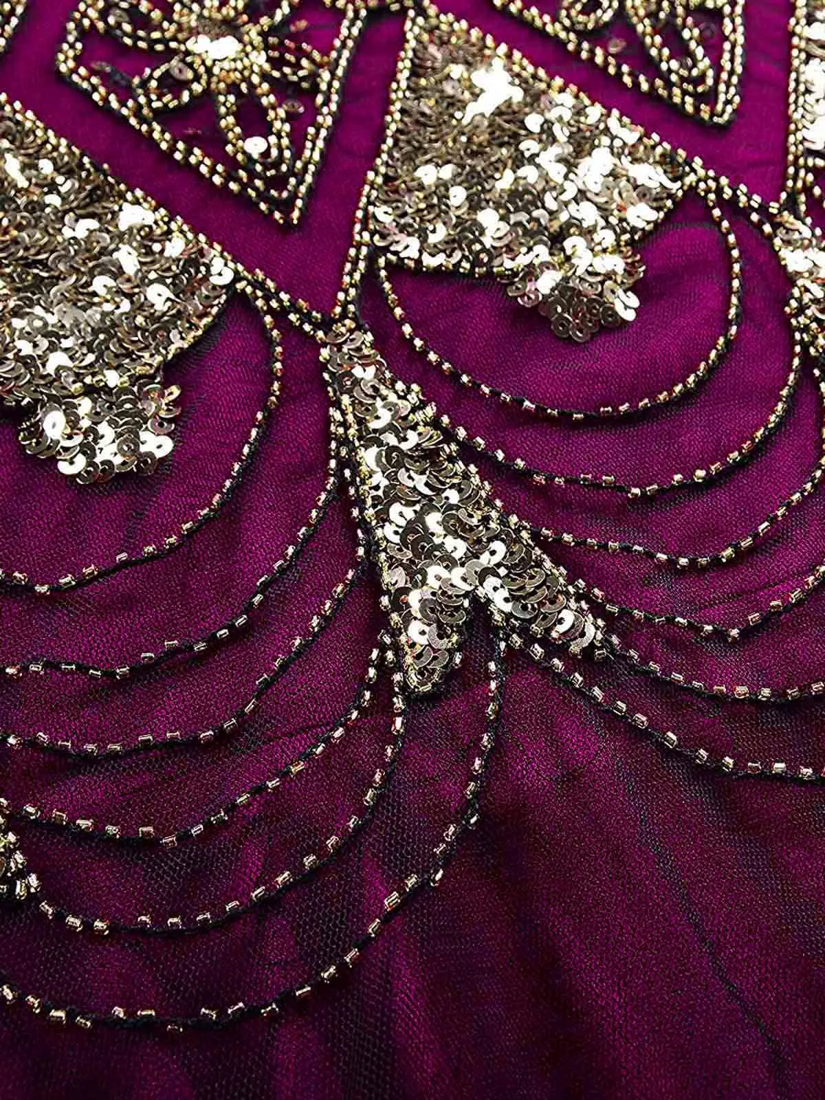 Rose Red 1920s Sequined Maxi Flapper Dress