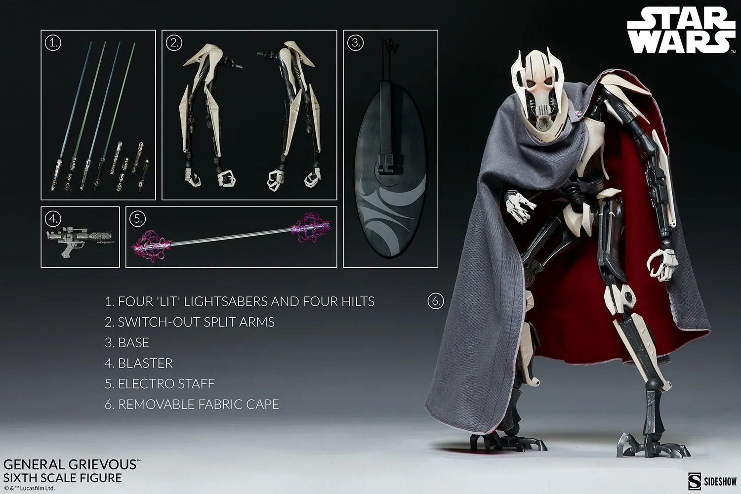 Sideshow Collectibles Star Wars Sage General Grievous Sixth Scale Figure